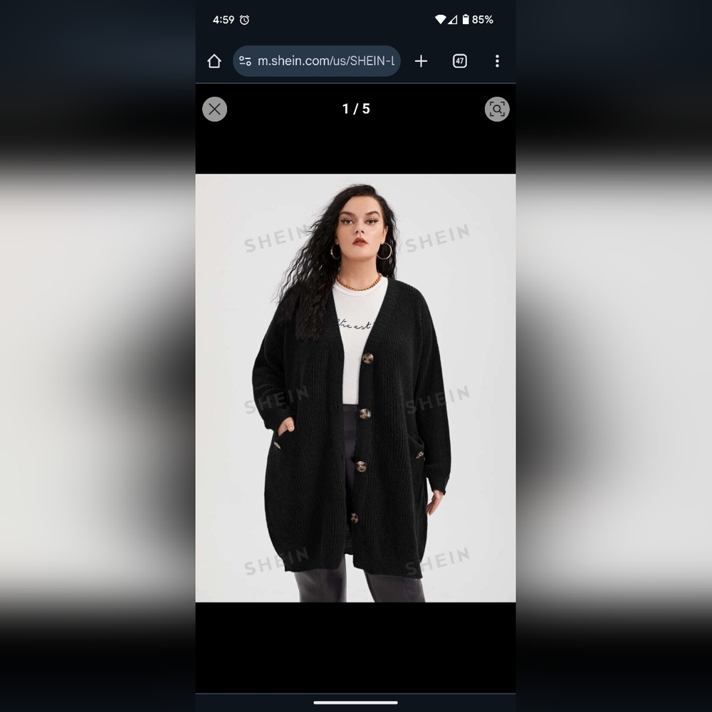 Shein 4x black button detail cardigan